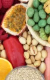 Overhead shot of different fruits and vegetables